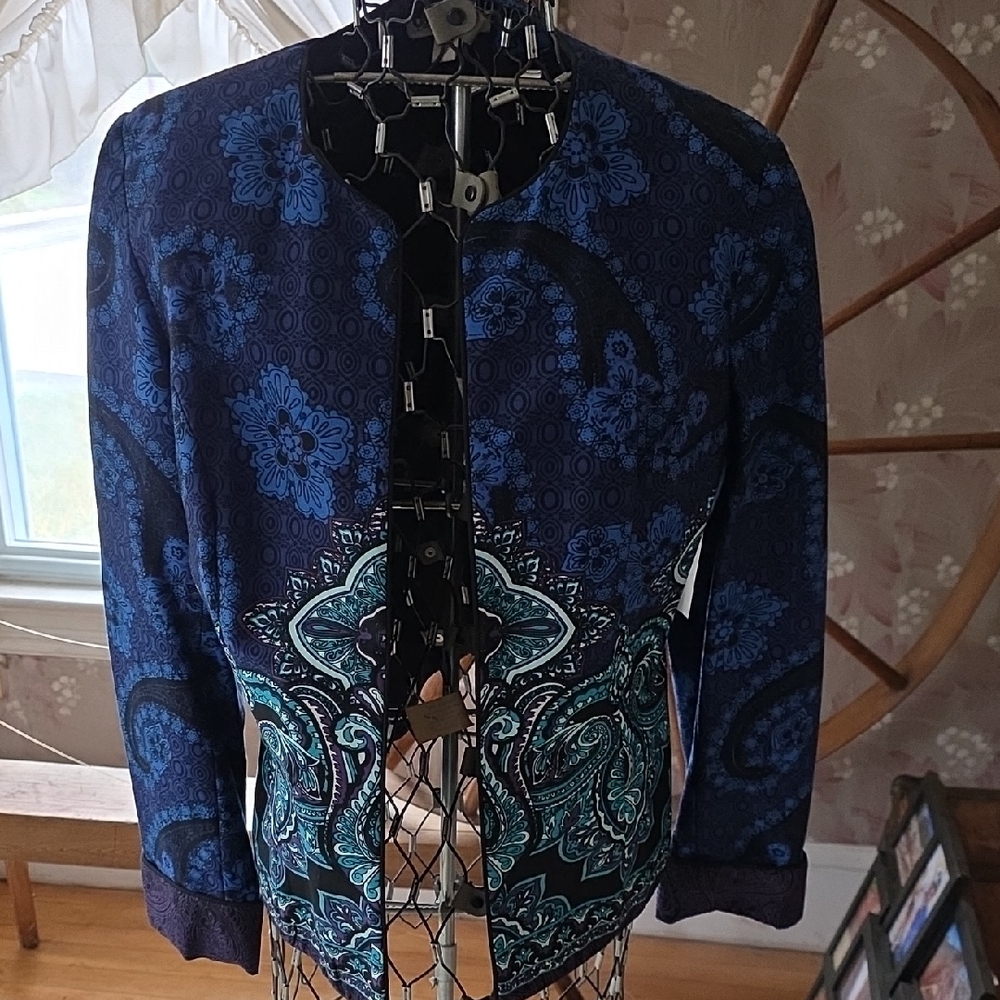 Coldwater Creek Blue and Green Floral Blazer
